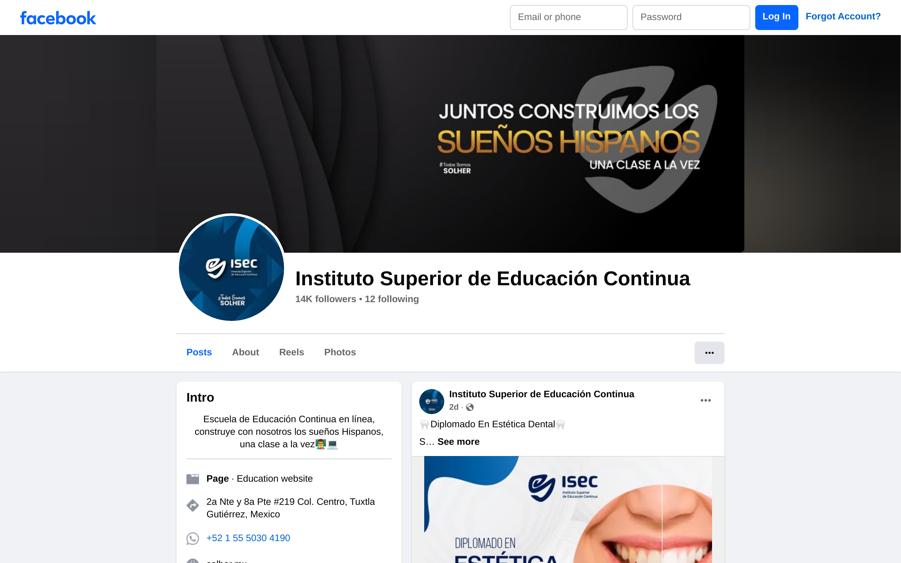 Capturado automáticamente de https://www.facebook.com/isecmexico — muro de acceso: así se ve el perfil desde fuera, sin sesión iniciada