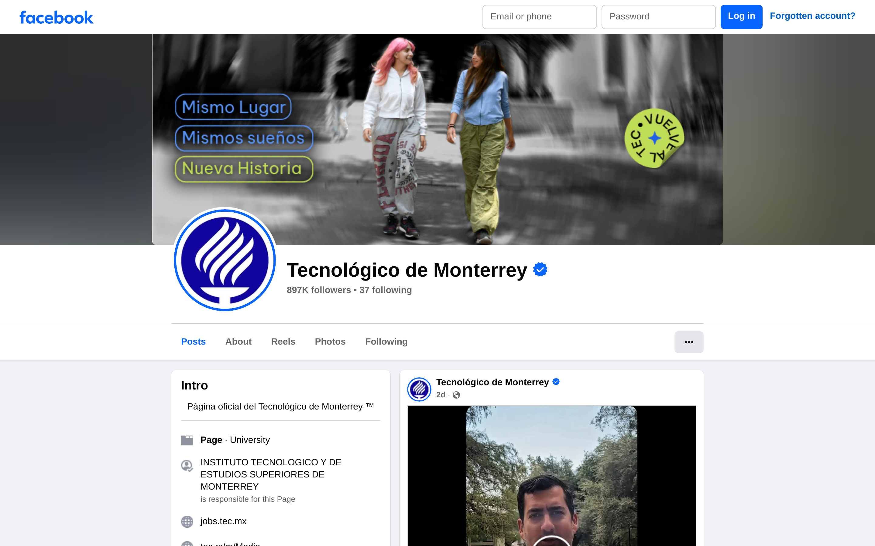 Capturado automáticamente de https://www.facebook.com/tecdemonterrey — muro de acceso: así se ve el perfil desde fuera, sin sesión iniciada