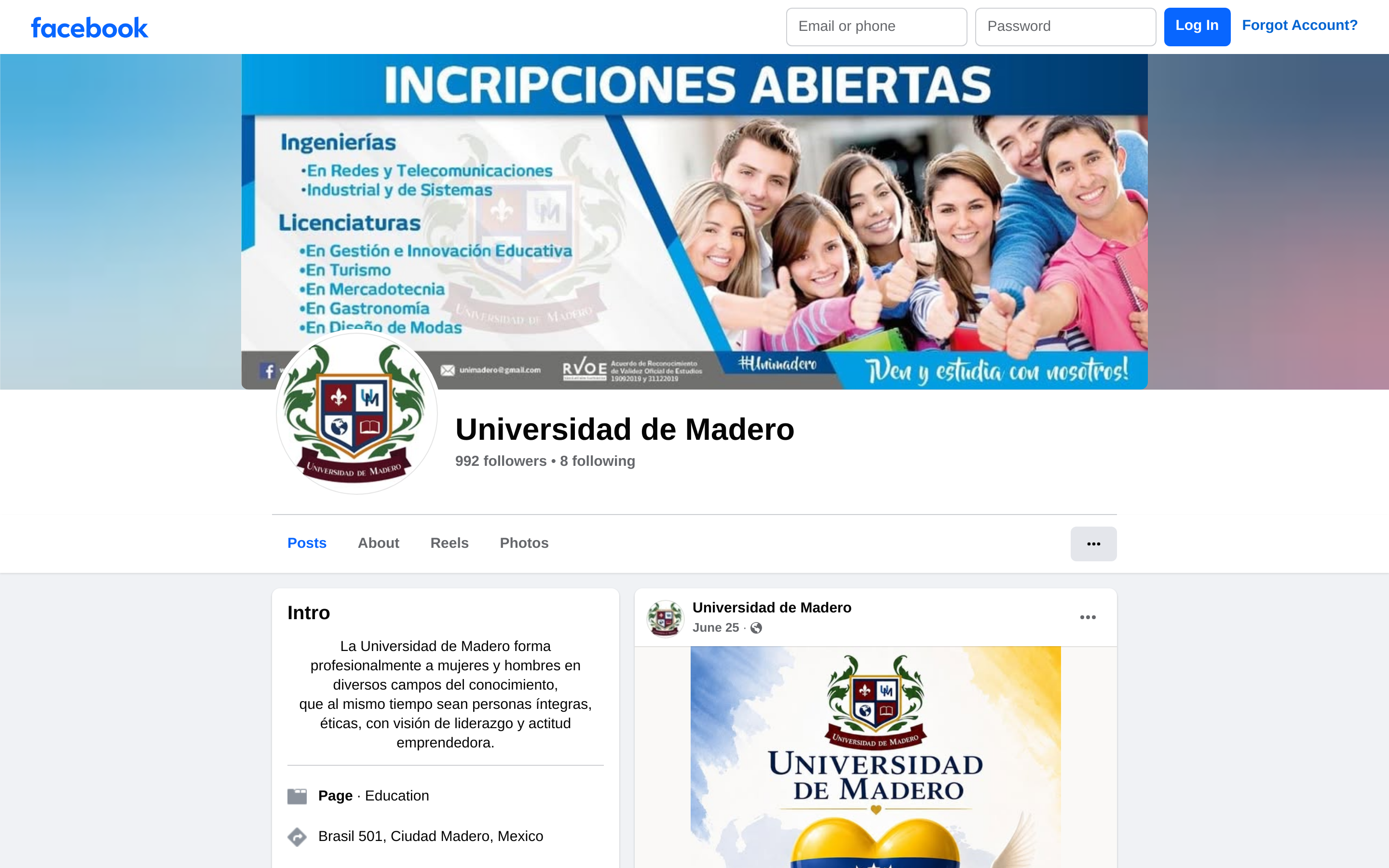 Capturado automáticamente de https://www.facebook.com/unimadero.edu.mx/