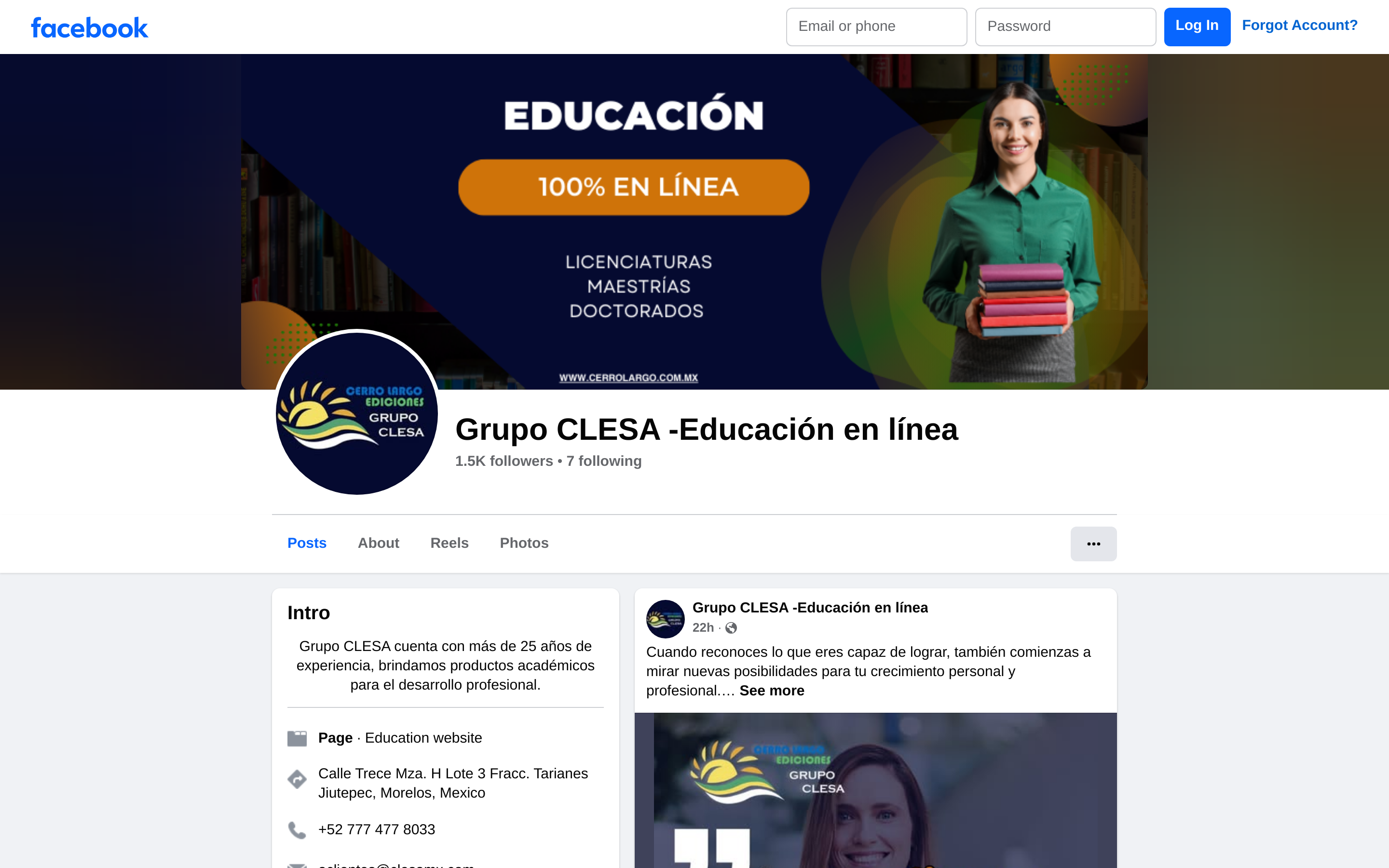 Capturado automáticamente de https://www.facebook.com/grupoclesa — muro de acceso: así se ve el perfil desde fuera, sin sesión iniciada