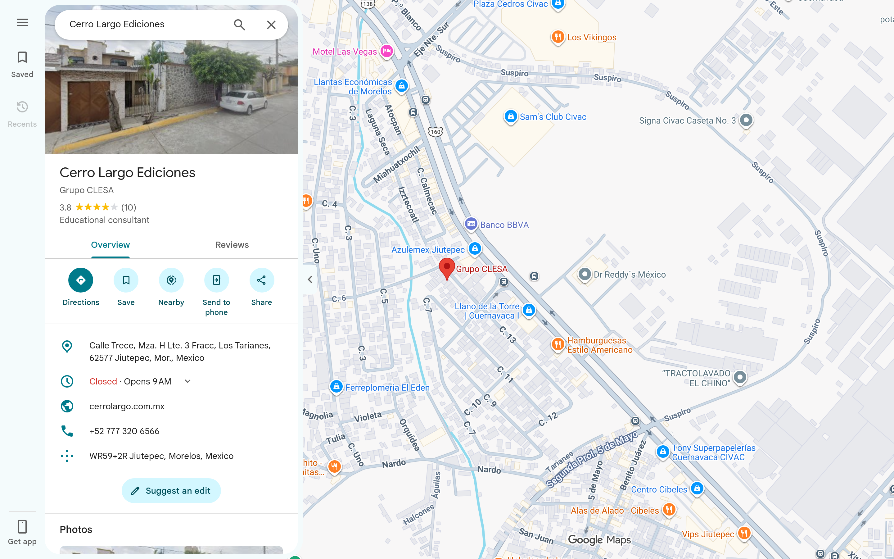 Capturado automáticamente de https://www.google.com/maps/search/?api=1&query=Cerro%20Largo%20Ediciones%20Cuernavaca